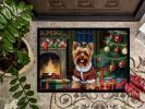 Yorkshire Terrier Cozy Christmas Doormat Front Door Mat Indoor Outdoor Rugs for Entryway, Non Slip Washable Low Pile, 24H X 36W