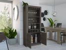 Montenegro Bar Cabinet, Double Door Cabinet, Five Built-in Wine Rack, Three Shelves