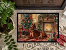 Redbone Coonhound Cozy Christmas Doormat Front Door Mat Indoor Outdoor Rugs for Entryway, Non Slip Washable Low Pile, 24H X 36W