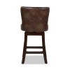 Holmes Tufted High-Back 360 Swivel Counter-Height Barstool, Mid Brown Faux Leather