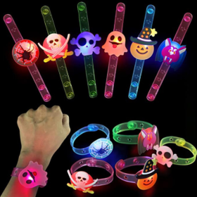 5pcs Glowing Halloween Bracelets necklace Children Toys Props (Color: style 1)