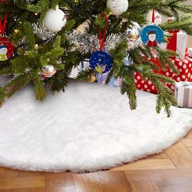 Christmas Tree Skirt, Jacquard Cashmere Snow Flake Xmas Holiday Decoration Ornament (Color: White 1, size: 120cm)