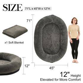 Large Light Gray Human Dog Bed (Color: Black grey)