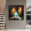 Hand Painted Oil Painting Original Romantic Cityscape Oil Painting On Canvas Large Wall Art Abstract Colorful Forest Painting Custom Tree Painting Bed