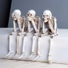 1pc Skull Statues Set, Resin Skeleton Shelf Sitters Sitting Figurines, For Home Bookshelf Table Ledge Edge Decorative, Crafts Ornaments