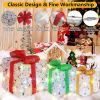 Set of 3 Christmas Lighted Gift Boxes Xmas Present Ornament 50 LED Christmas Box Decorations with Ribbon Bows IP44 Waterproof Battery Powered for Indo