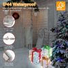 Set of 3 Christmas Lighted Gift Boxes Xmas Present Ornament 50 LED Christmas Box Decorations with Ribbon Bows IP44 Waterproof Battery Powered for Indo