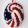 Patriotic Americana Wreath;  Boxwood Handcrafted Memorial Day Wreath Festival Garland Decoration